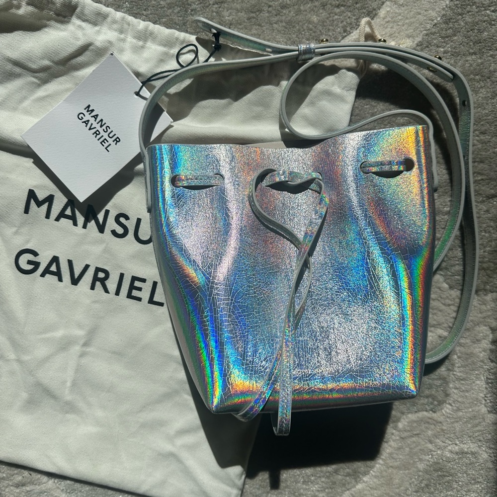 Mansur Gavriel Iridescent Silver Mini Mini bucket bag